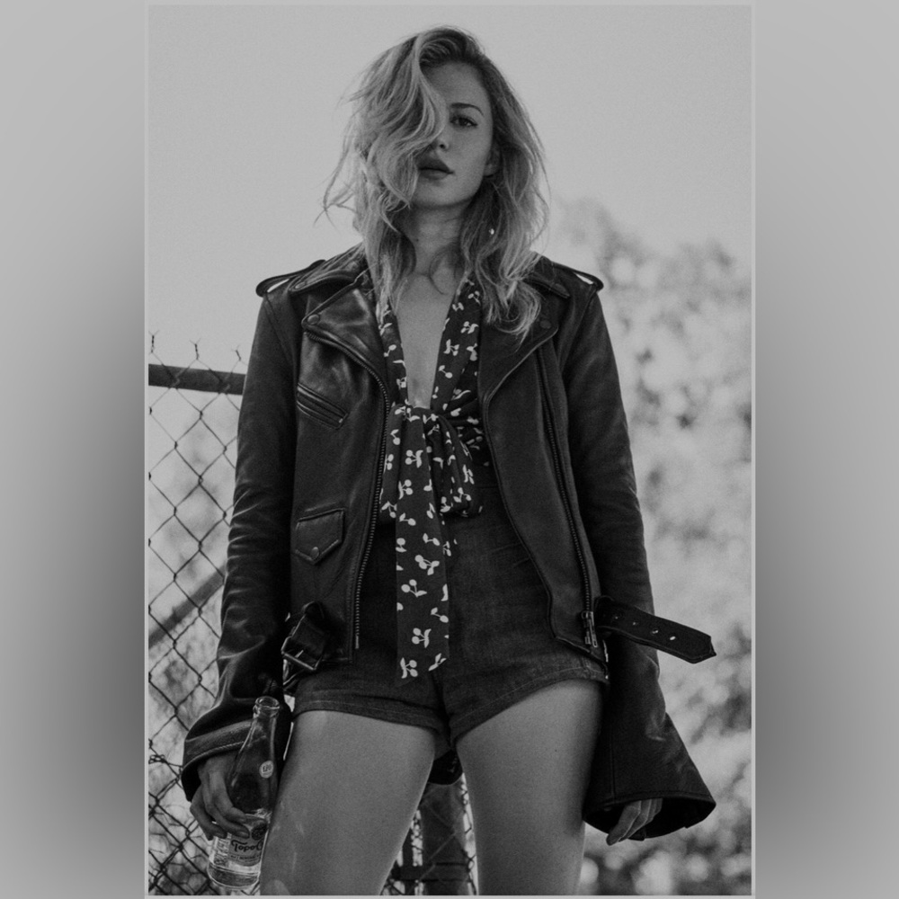 Free People Understated Leather bell sleeve leather jacket